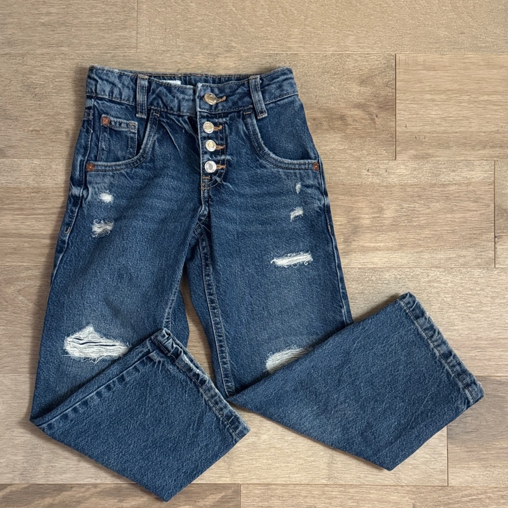 Zara Stylish Distressed Blue Kids Jeans - Picture 2 of 16